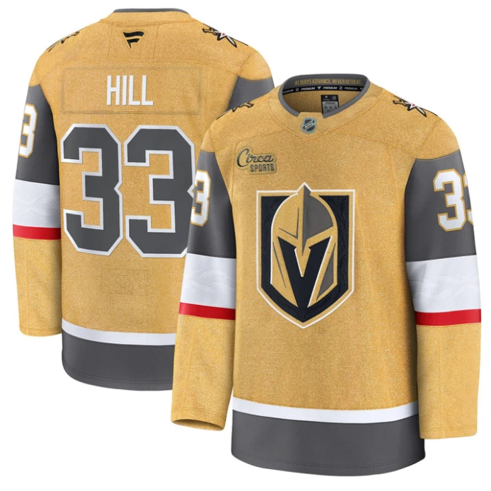 Adin Hill Jersey #33 Vegas Golden Knights Premium Stitched Gold by Hockey David