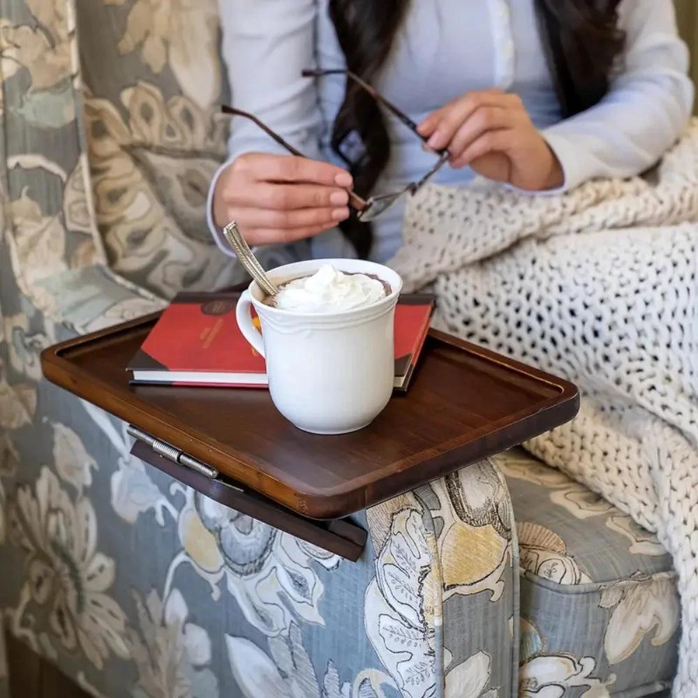 Adjustable Bamboo Clip-On Arm Tray Table by Casa & Beyond