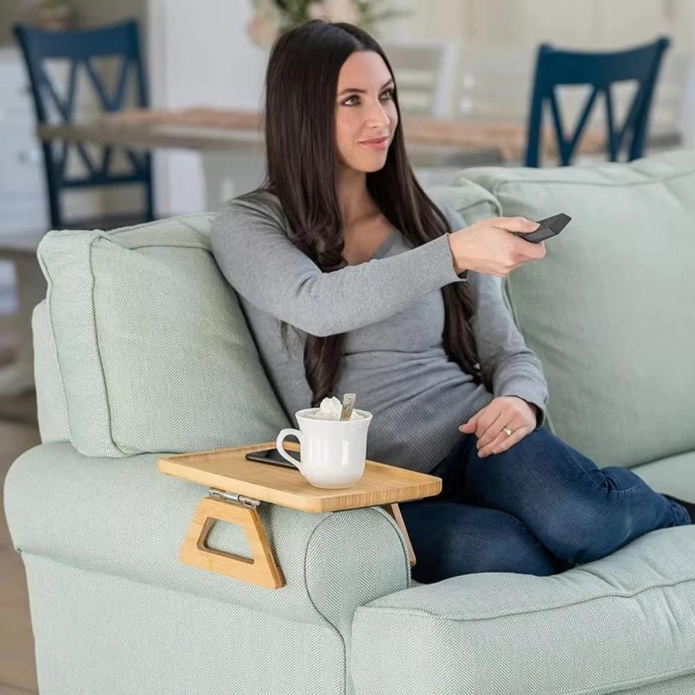 Adjustable Bamboo Clip-On Arm Tray Table by Casa & Beyond