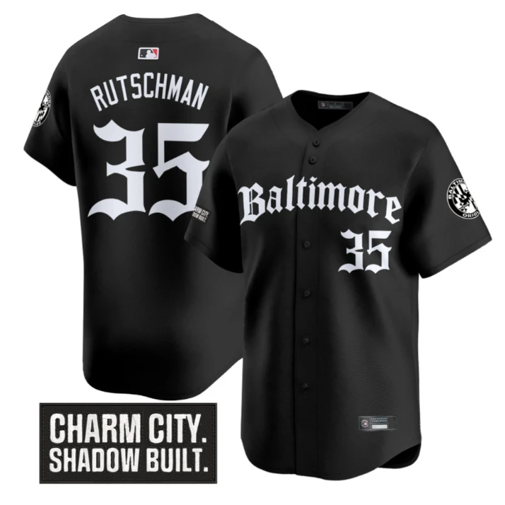 Adley Rutschman Jersey #35 Baltimore Orioles Gothic Harbor Edition Black by My Store