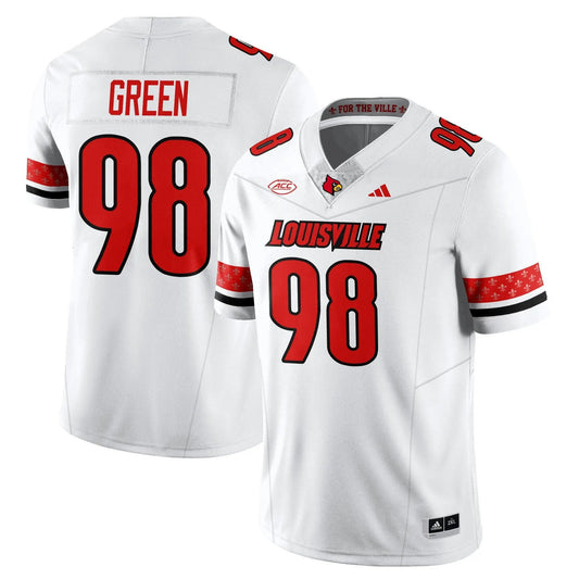 Adonijah Green Jersey #98 Louisville Football 2025 Vapor Limited Stitched White by NCAA Football Jersey