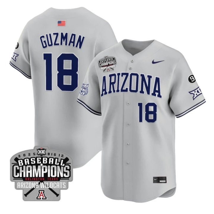 Adonys Guzman Jersey #18 Arizona Wildcats 2025 Big 12 Champions Vapor Premier Limited Stitched by My Store