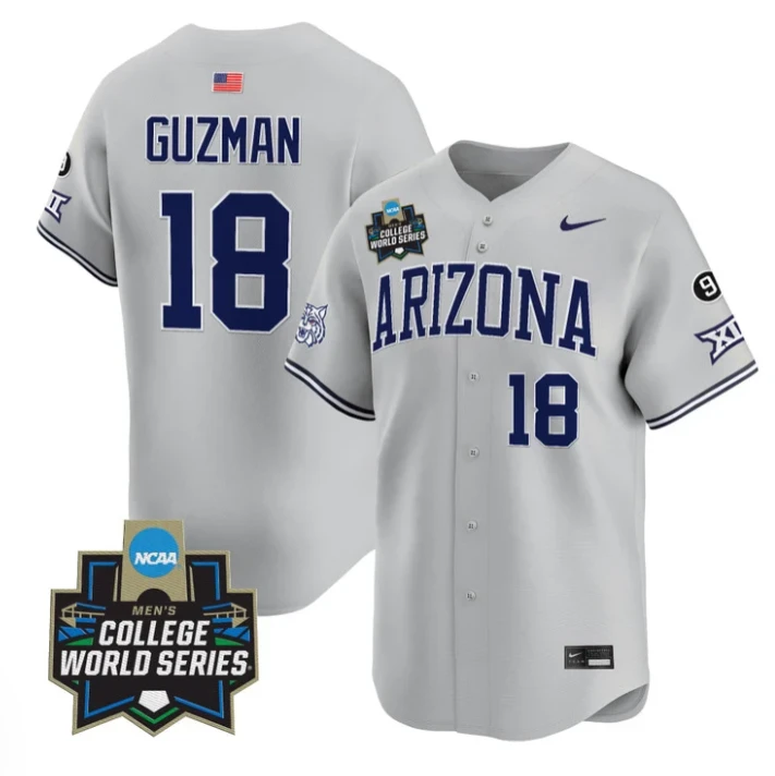 Adonys Guzman Jersey #18 Arizona Wildcats 2025 World Series Stitched Gray by My Store