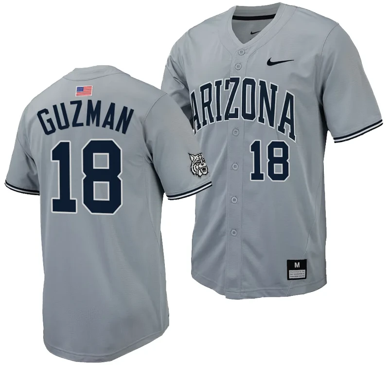 Adonys Guzman Jersey #18 Arizona Wildcats Replica Baseball Full-Button Gray by My Store