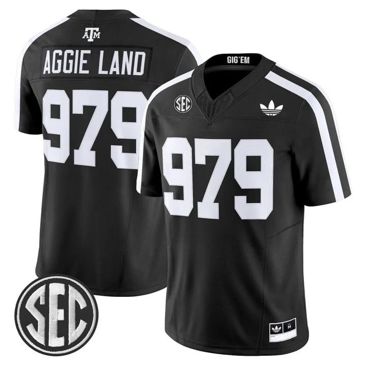 Aggie Land Jersey #979 Texas A&M Aggies 2025 Vapor V2 Stitched Black by NCAA Football Jersey