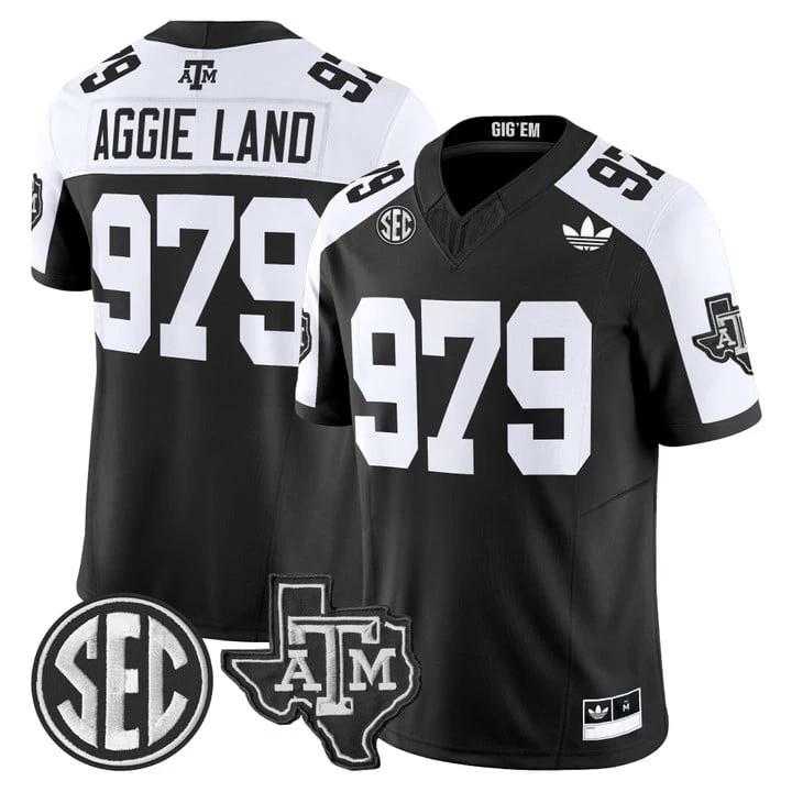 Aggie Land Jersey #979 Texas A&M Aggies 2025 Vapor V2 Stitched Black Alternate by NCAA Football Jersey