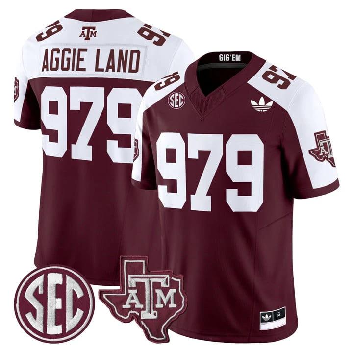 Aggie Land Jersey #979 Texas A&M Aggies 2025 Vapor V2 Stitched Maroon Alternate by NCAA Football Jersey