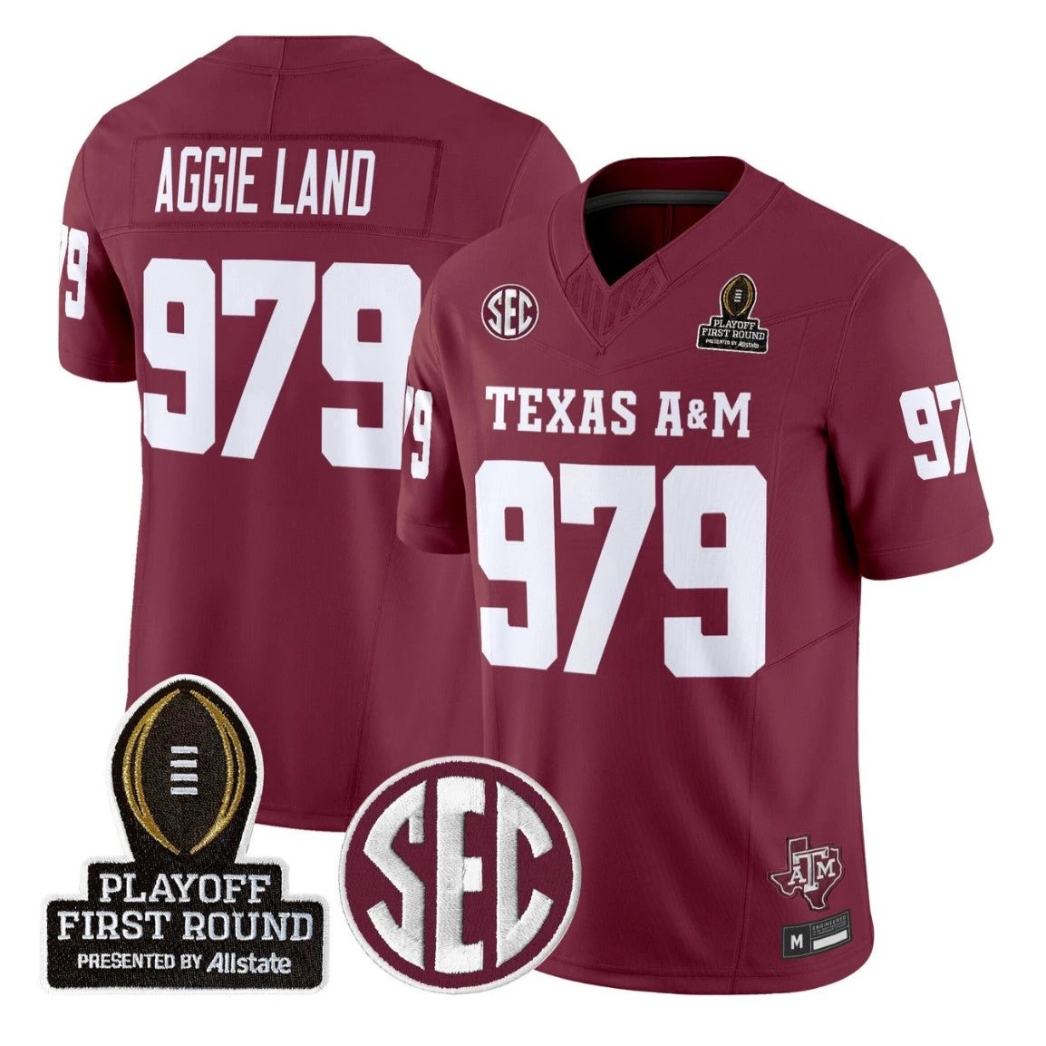 Aggie Land Jersey #979 Texas A&M Aggies 2025 Playoff First Round Stitched by My Store NCAA Football Jerseys