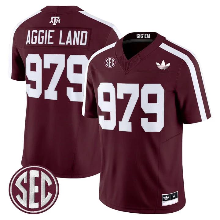 Aggie Land Jersey #979 Texas A&M Aggies 2025 Vapor V2 Stitched by My Store NCAA Football Jerseys