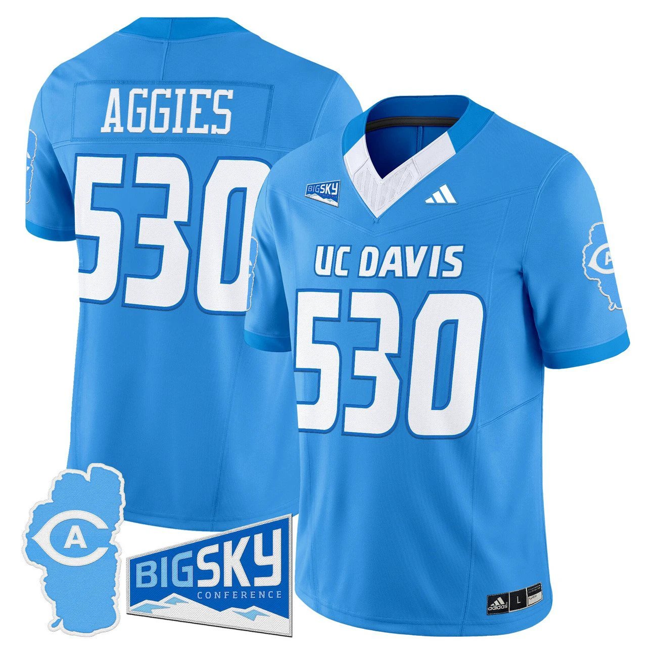 Aggies Jersey #530 UC Davis Aggies 2025 Lake Tahoe Patch Stitched by My Store NCAA Football Jerseys
