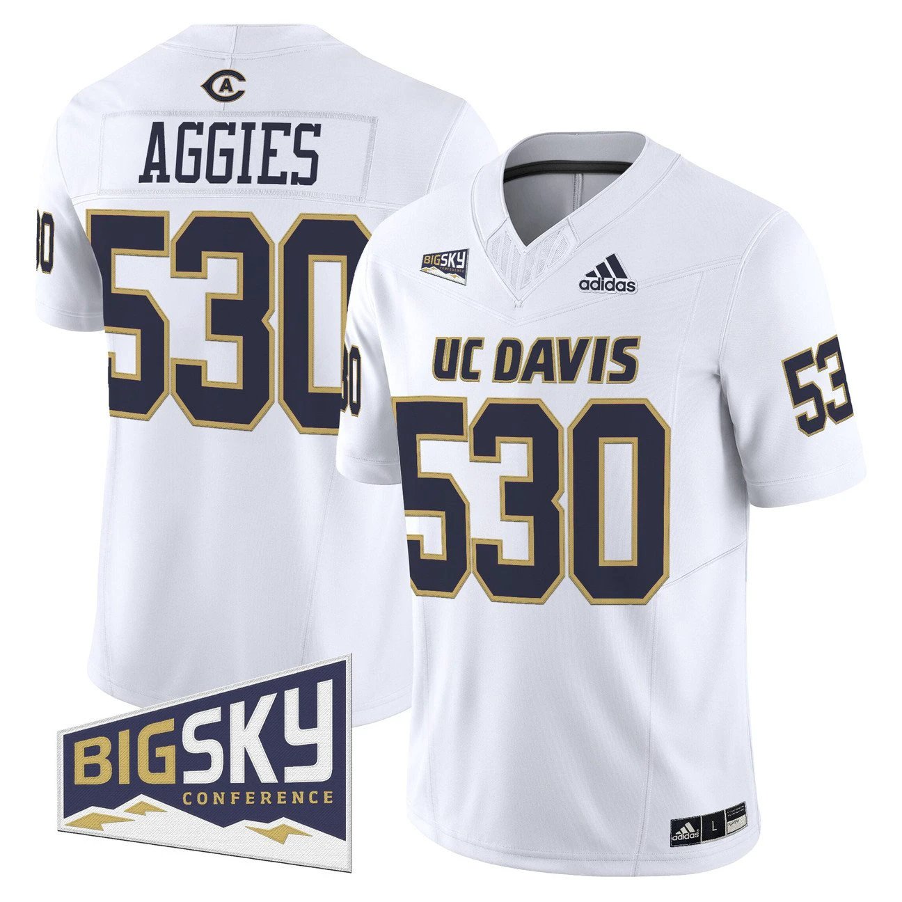 Aggies Jersey #530 UC Davis Aggies 2025 Lake Tahoe Patch Stitched by My Store NCAA Football Jerseys
