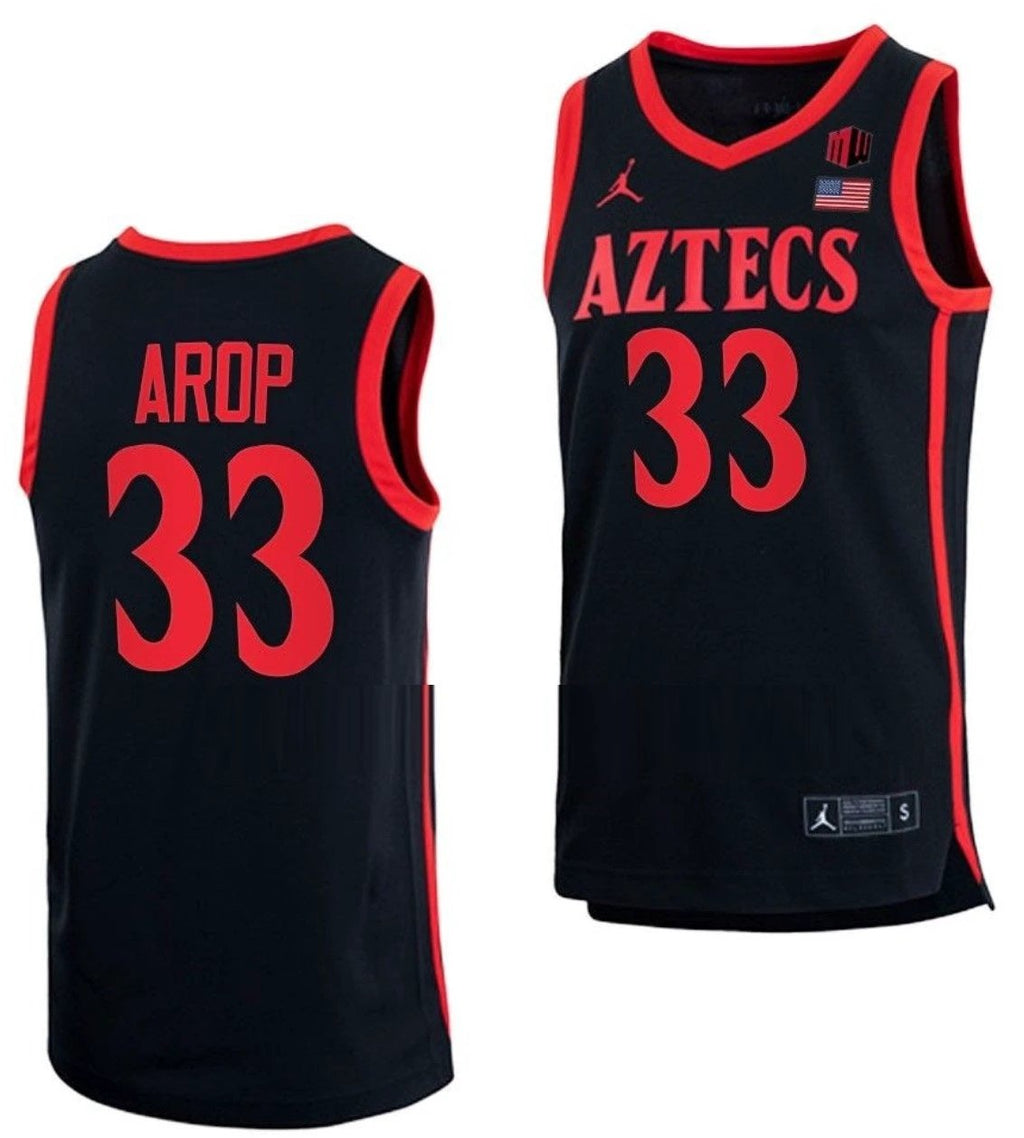 Aguek Arop Jersey San Diego State Aztecs College Basketball Black #33 by My store basketball