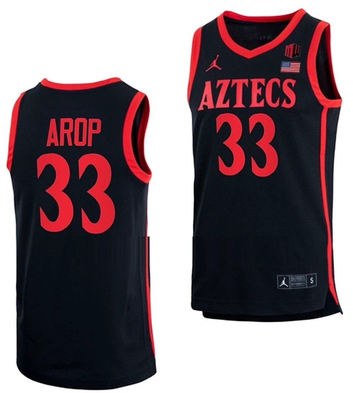 Aguek Arop Jersey San Diego State Aztecs College Basketball Black #33 by My store basketball