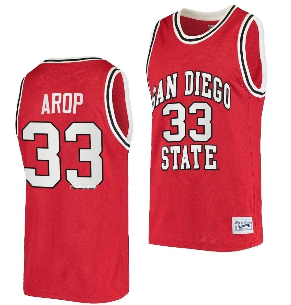 Aguek Arop Jersey San Diego State Aztecs College Basketball Red Retro #33 by My store basketball