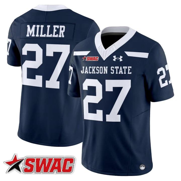 Ahmad Miller Jersey #27 Jackson State Tigers 2025 Limited Stitched by My Store NCAA Football Jerseys