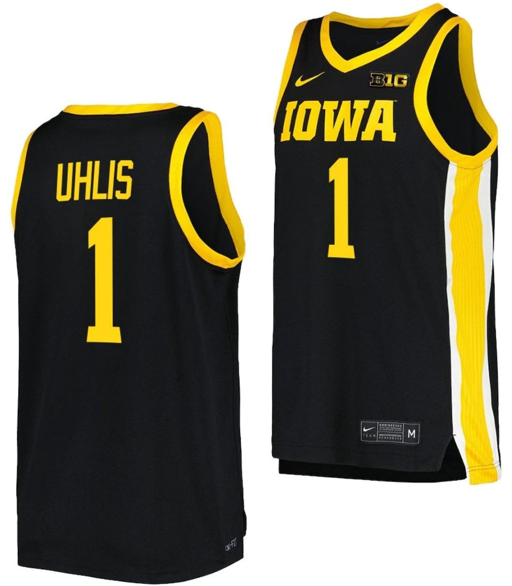 Ahron Uhlis Jersey Iowa Hawkeyes College Basketball Black #1 by My store basketball