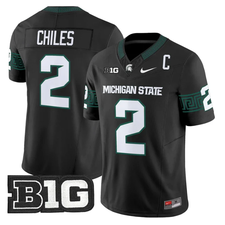 Aidan Chiles Jersey #2 Michigan State Spartans 2025 Vapor Stitched Black by My Store NCAA Football Jerseys