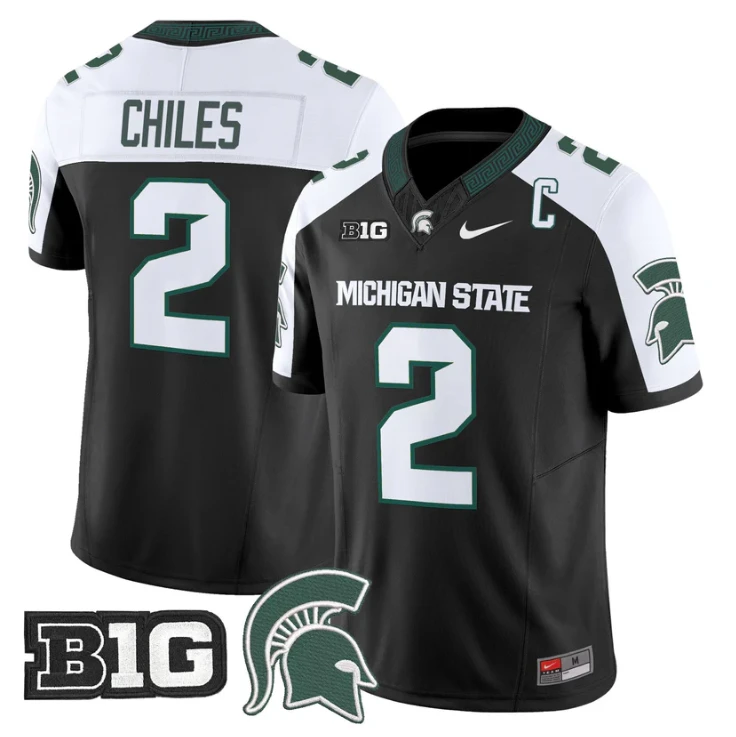 Aidan Chiles Jersey #2 Michigan State Spartans 2025 Vapor Stitched Black Alter by My Store NCAA Football Jerseys