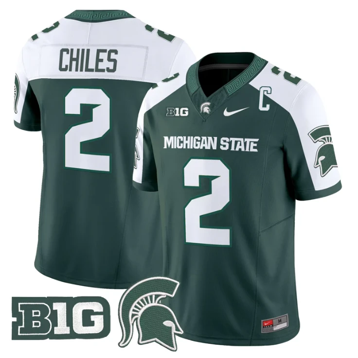 Aidan Chiles Jersey #2 Michigan State Spartans 2025 Vapor Stitched Green Alter by My Store NCAA Football Jerseys