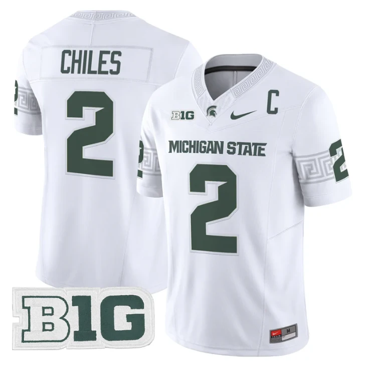 Aidan Chiles Jersey #2 Michigan State Spartans 2025 Vapor Stitched White by My Store NCAA Football Jerseys