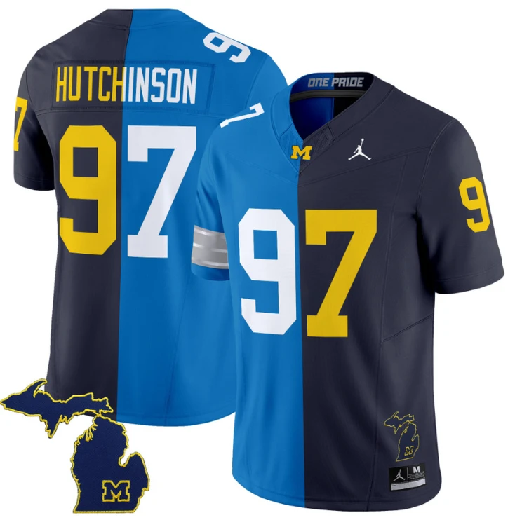 Aidan Hutchinson Jersey #97 Michigan Wolverines Split Vapor Limited Football by NCAA Football Jersey