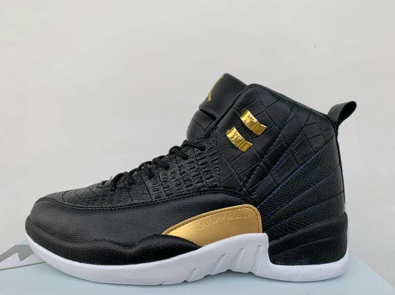 Air Jordan 12 Fish Snake Pattern Black Gold by Air Jordan