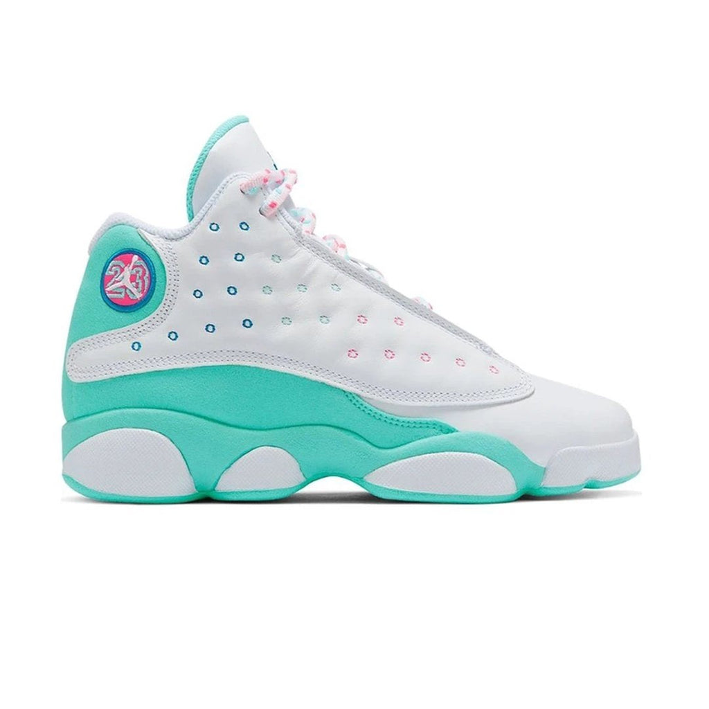 Air Jordan 13 Retro White Soar Green Pink (GS) by Air Jordan