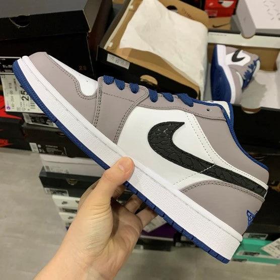 Air Jordan 1 Low Grey Blue Snake Print by Air Jordan