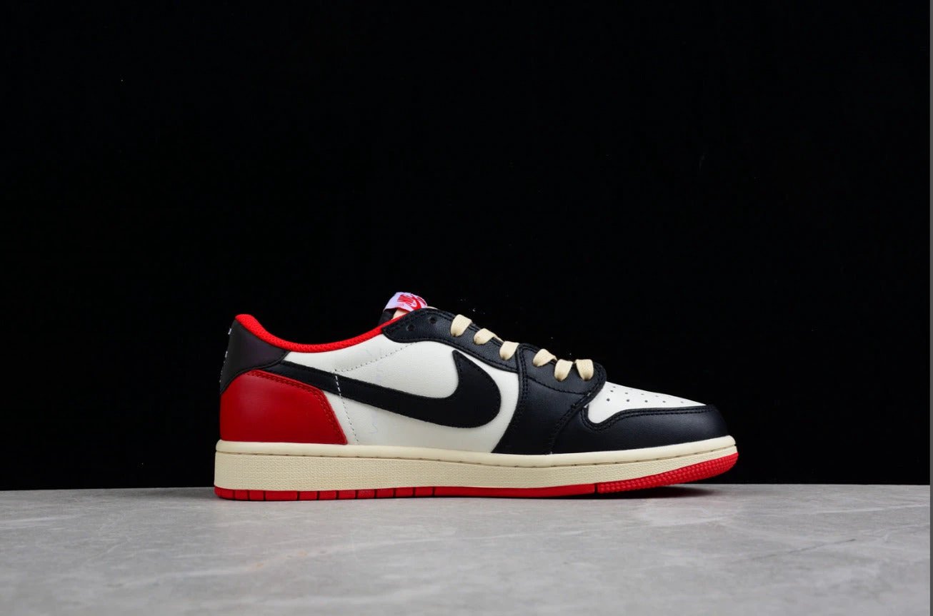 Air Jordan 1 Low Joint Barb Black And White Red by Air Jordan