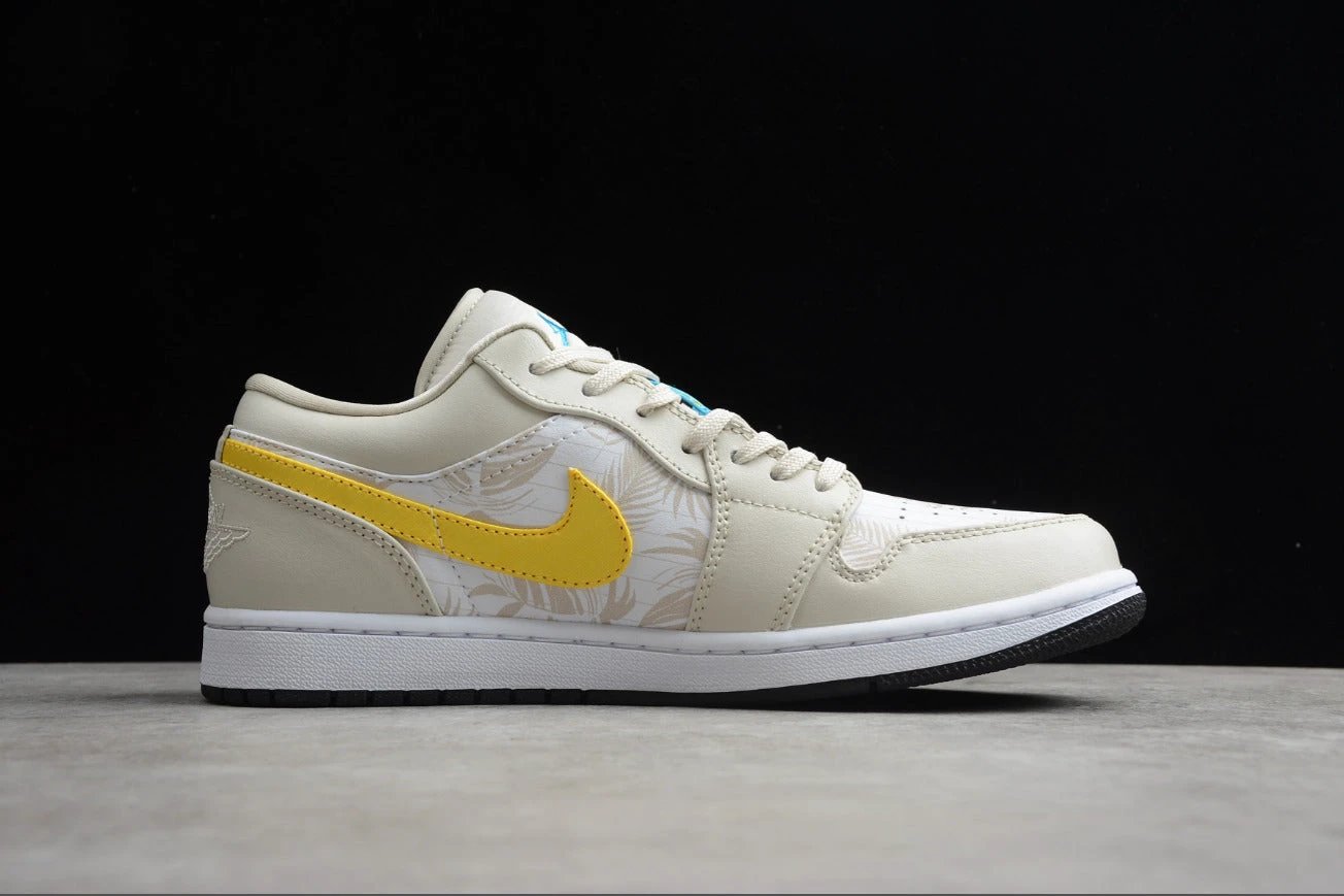 Air Jordan 1 Low Top White and Yellow Palm Leaf by Air Jordan