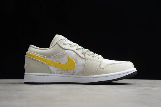 Air Jordan 1 Low Top White and Yellow Palm Leaf by Air Jordan