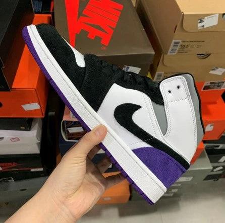Air Jordan 1 Mid Black And White Purple by Air Jordan