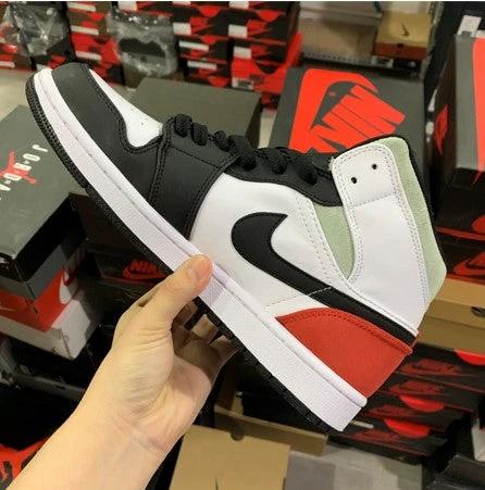 Air Jordan 1 Mid Black And White Red by Air Jordan