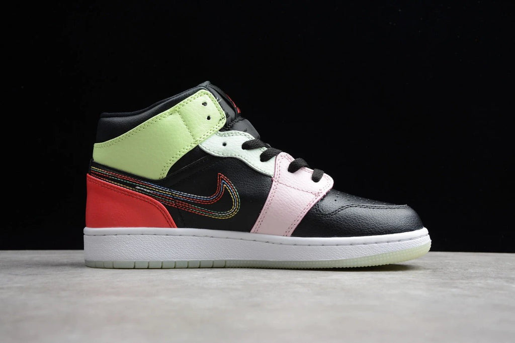 Air Jordan 1 Mid Black Pink Green by Air Jordan