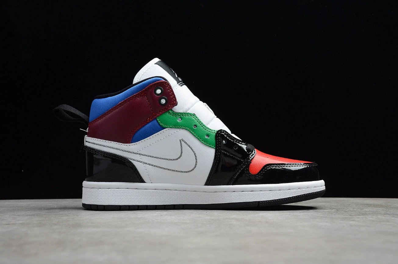 Air Jordan 1 Mid Black White Multi-Color by Air Jordan
