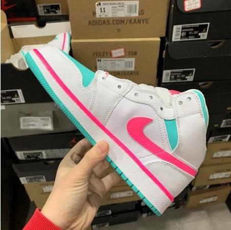 Air Jordan 1 Mid GS Pink Green Barbie Pink by Air Jordan