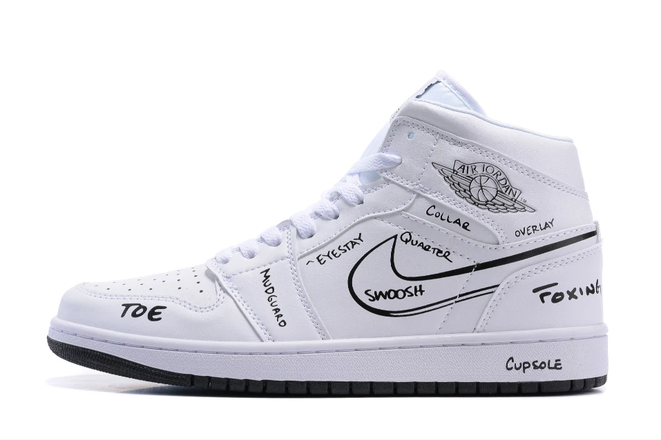 Air Jordan 1 Mid GS White Black Schematics by Air Jordan