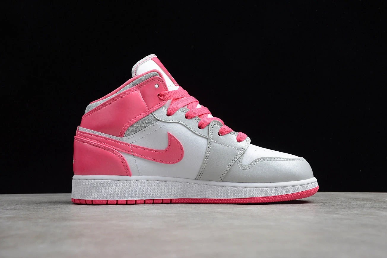 Air Jordan 1 Mid GS White Pink Silver by Air Jordan