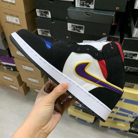Air Jordan 1 Mid Lakers Purple Hook Red And Blue by Air Jordan