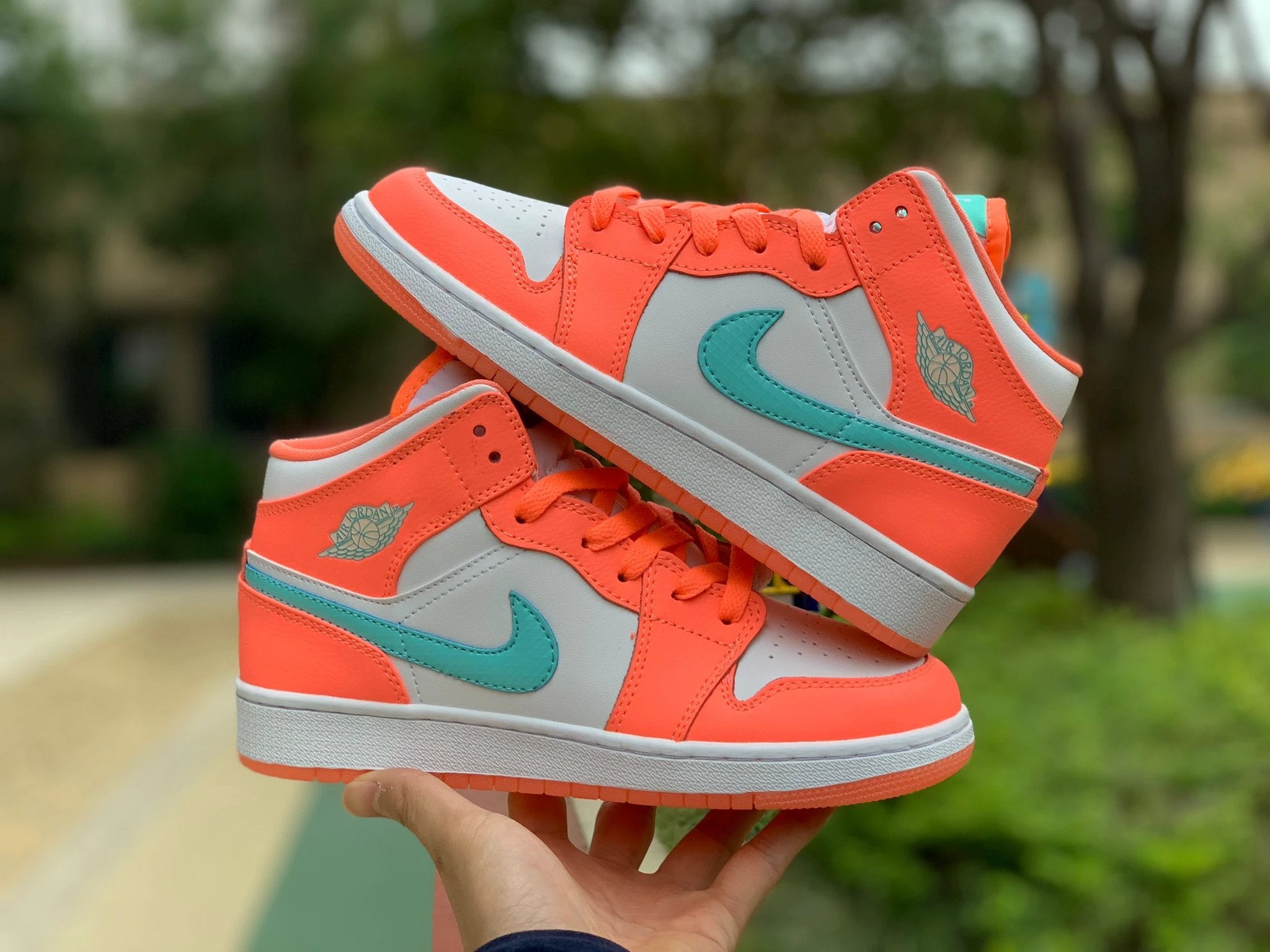 Air Jordan 1 Mid Orange Green by Air Jordan