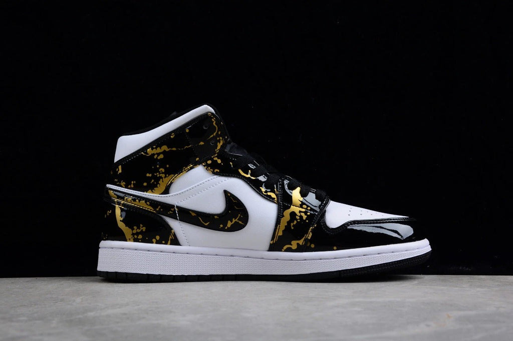 Air Jordan 1 Mid Patent Leather Black Gold by Air Jordan