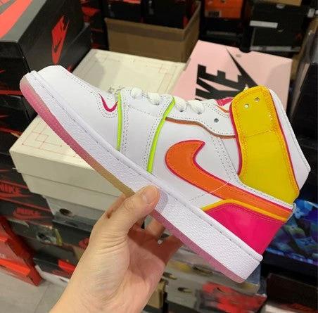 Air Jordan 1 Mid Top White Pink Yellow by Air Jordan