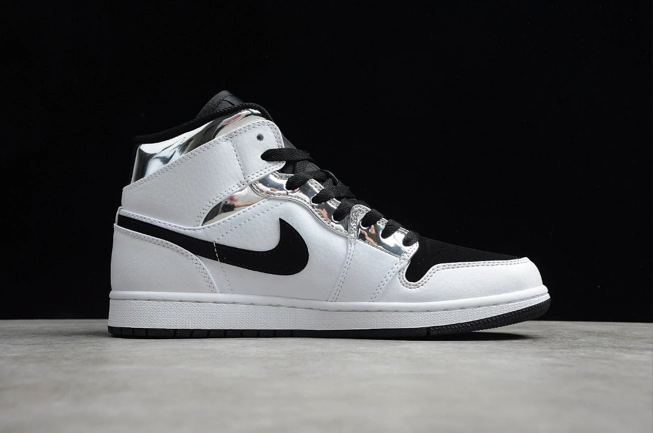 Air Jordan 1 Mid White Black Silver by Air Jordan
