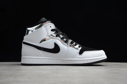 Air Jordan 1 Mid White Black Silver by Air Jordan