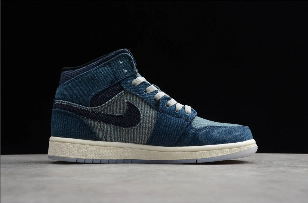Air Jordan 1 Mid White Transparent Blue Denim by Air Jordan