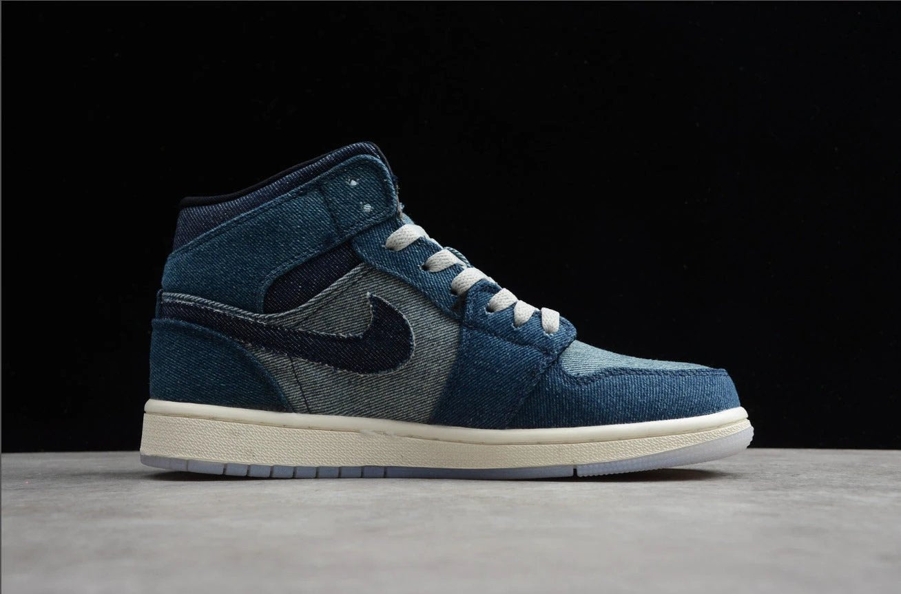 Air Jordan 1 Mid White Transparent Blue Denim by Air Jordan
