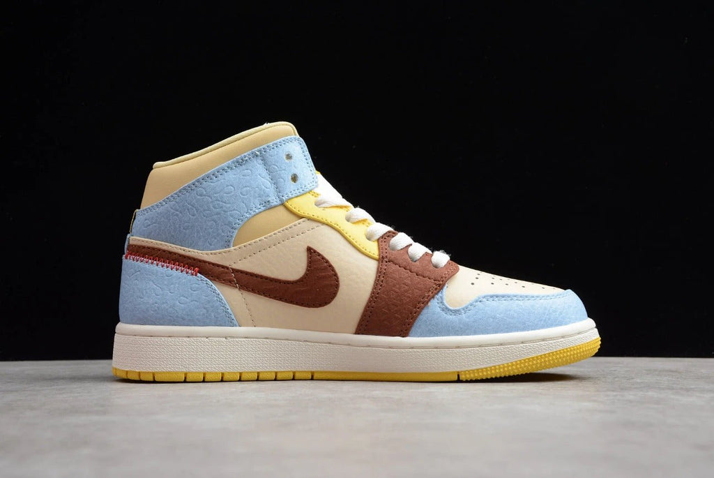 Air Jordan 1 Mid Yellow Blue Brown by Air Jordan