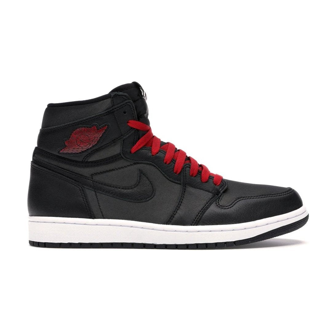 Air Jordan 1 Retro High Black Satin Gym Red by Air Jordan