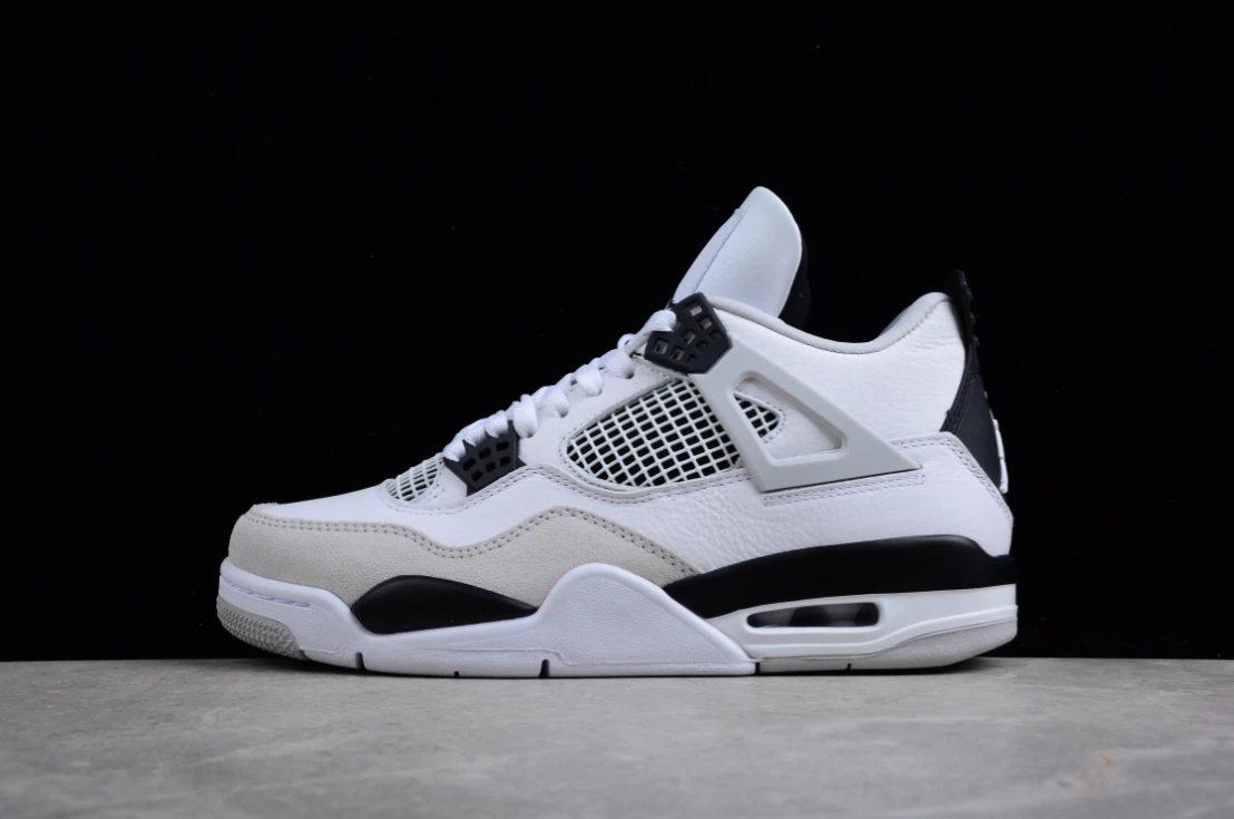 Air Jordan 4 Bright White Military Black by Air Jordan