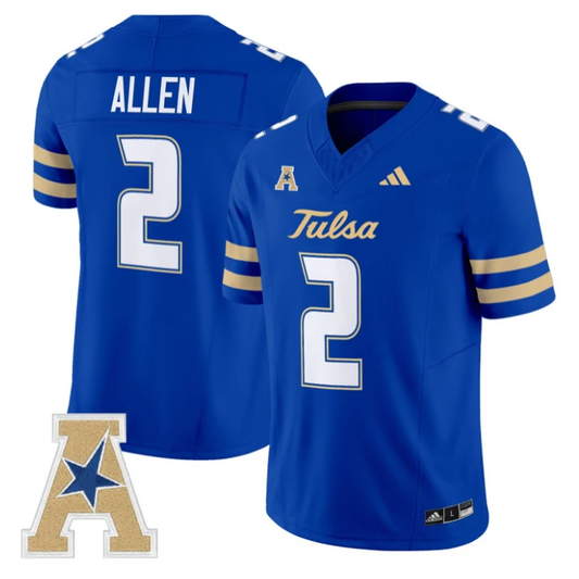 Ajay Allen Jersey #2 Tulsa Golden Hurricane 2025 Vapor Limited Stitched Royal by My Store NCAA Football Jerseys